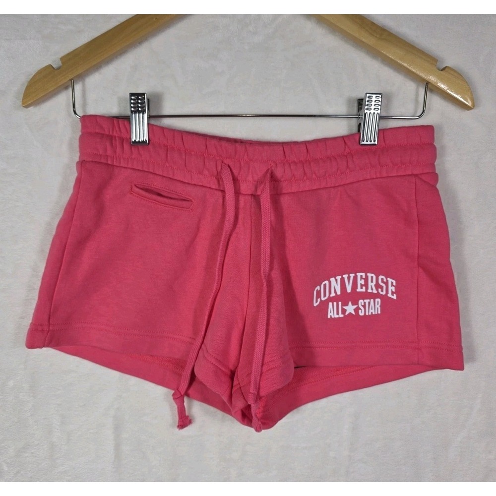 Converse All Star Women XS Pink Fleece Shorts NWT Logo Drawstring $45